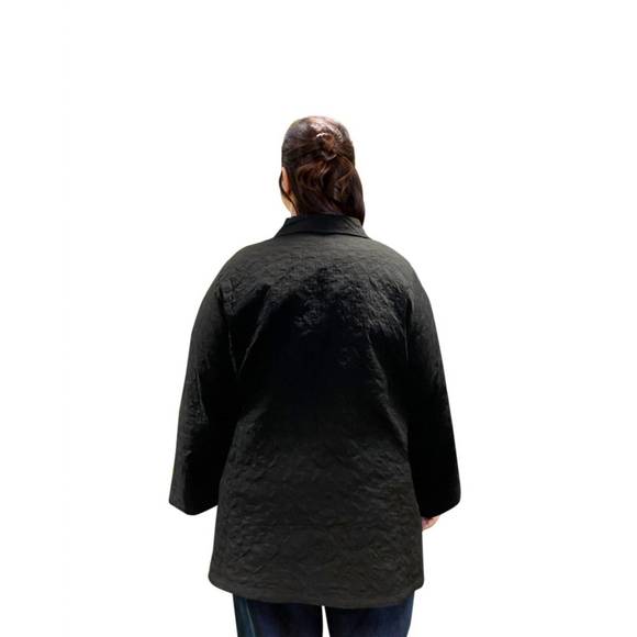 NEW ON THE PLUS SIDE cotton quilted swing coat - plus size in black - Picture 3 of 3